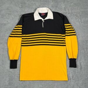 VTG Canterbury New Zealand Rugby Shirt Men S Black Yellow Stripe Long Sleeve Y2K